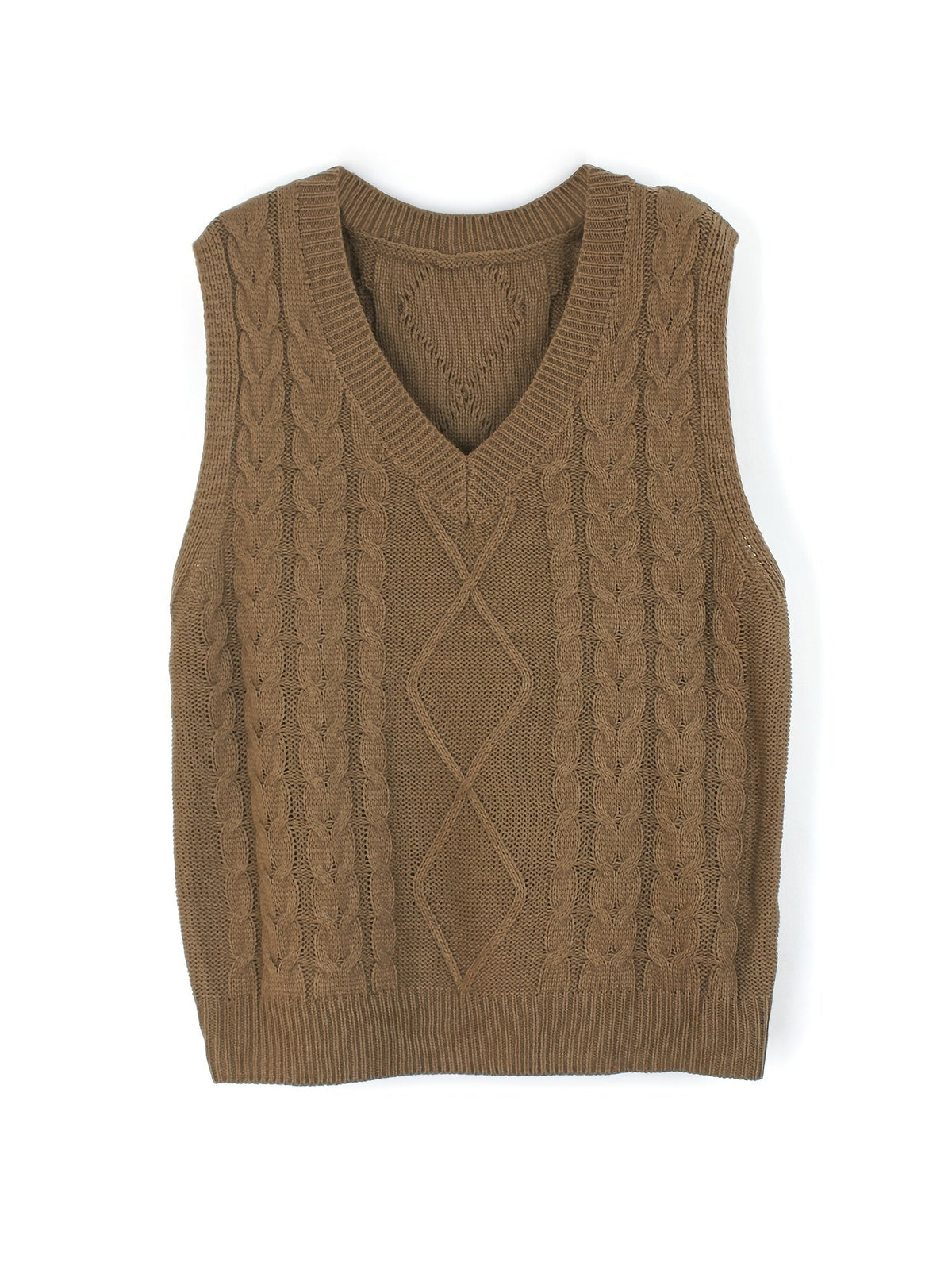 Women's V-Neck Cable Knit Sleeveless Sweater Vest