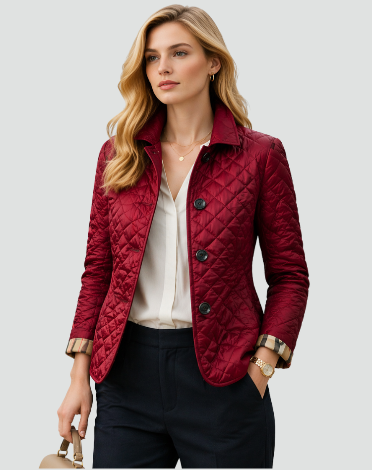 Women's Diamond Quilted Button-Up Everyday Coat