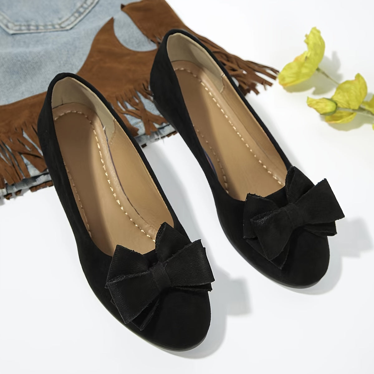 Women's Orthopedic Ballet Flats with Bow Detail