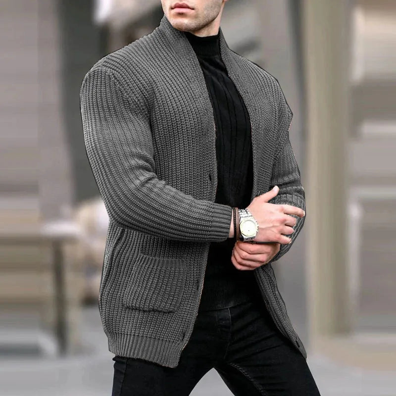 Men's Open Neck Lightweight Knit Cardigan with Roomy Pockets