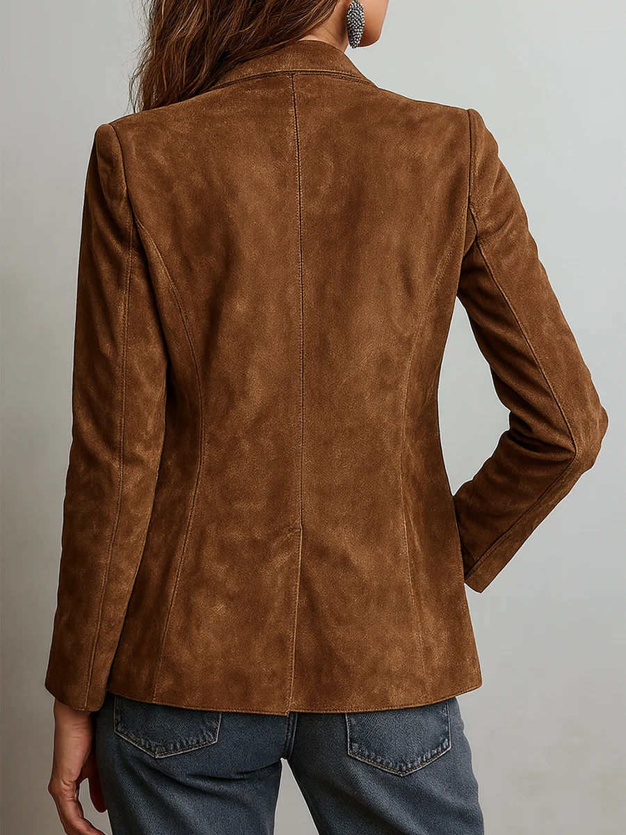 Women's Suede Button-Front Tailored Jacket