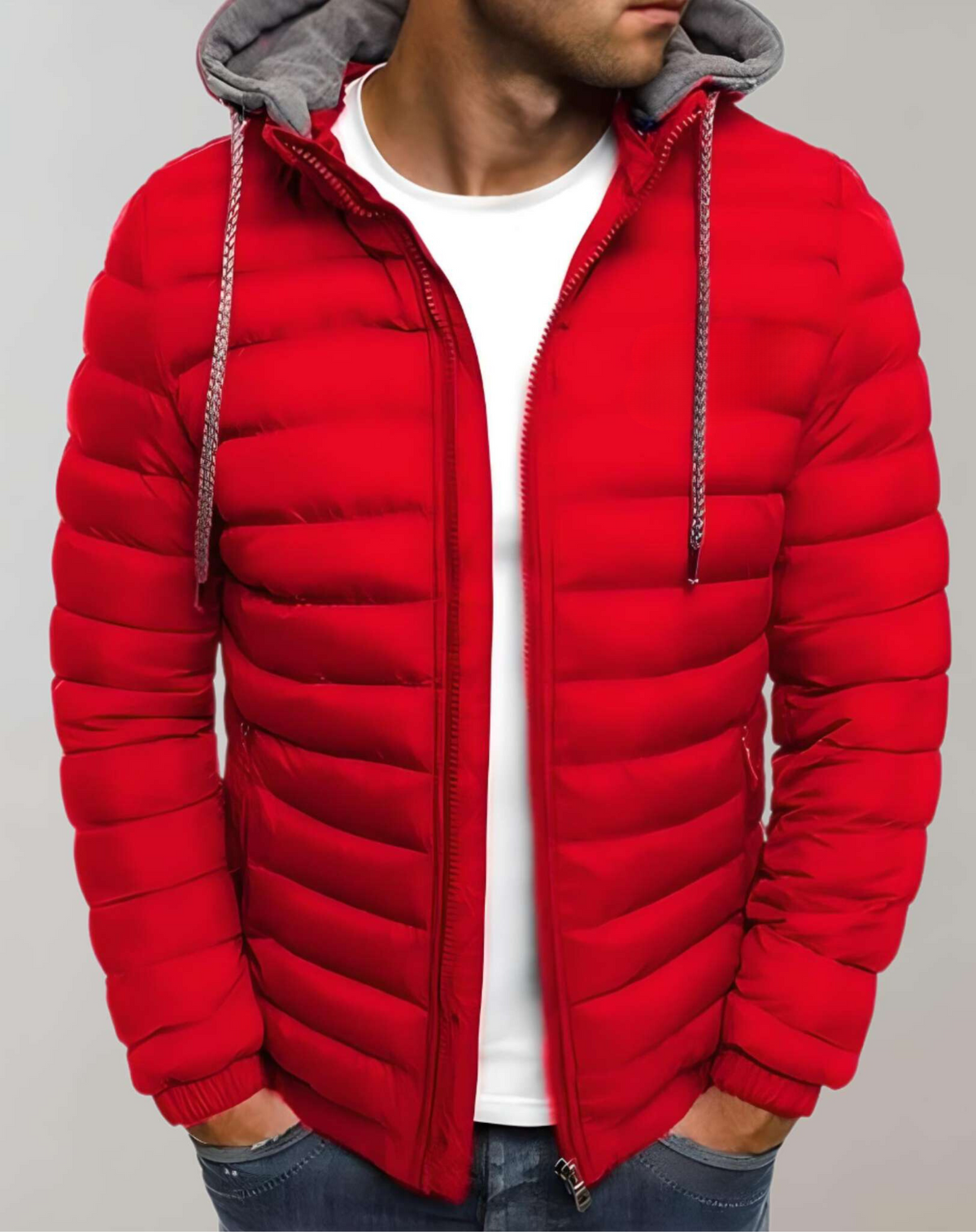 Men's Hooded Padded Coat with Elastic Cuffs