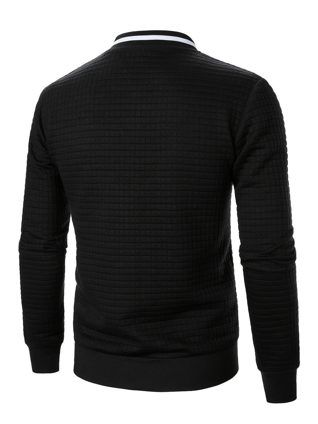 Men's Textured Stand Collar Zip Bomber Coat