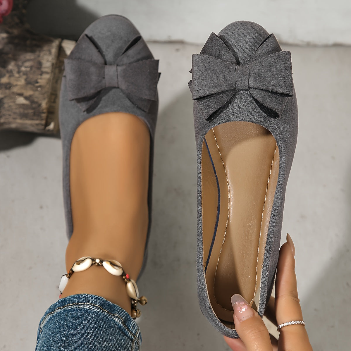 Women's Orthopedic Ballet Flats with Bow Detail