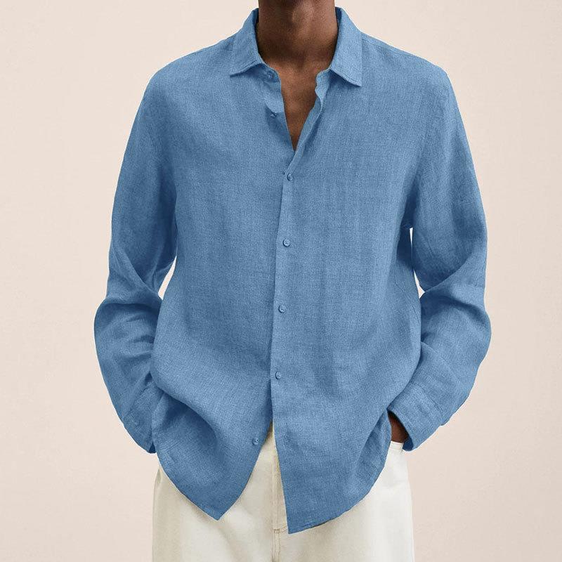 Men's Lightweight Button-Up Long Sleeve Summer Shirt