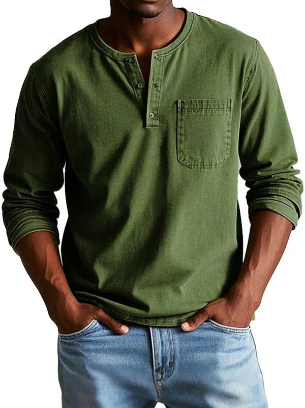Men's Long Sleeve Casual Henley Layering Shirt