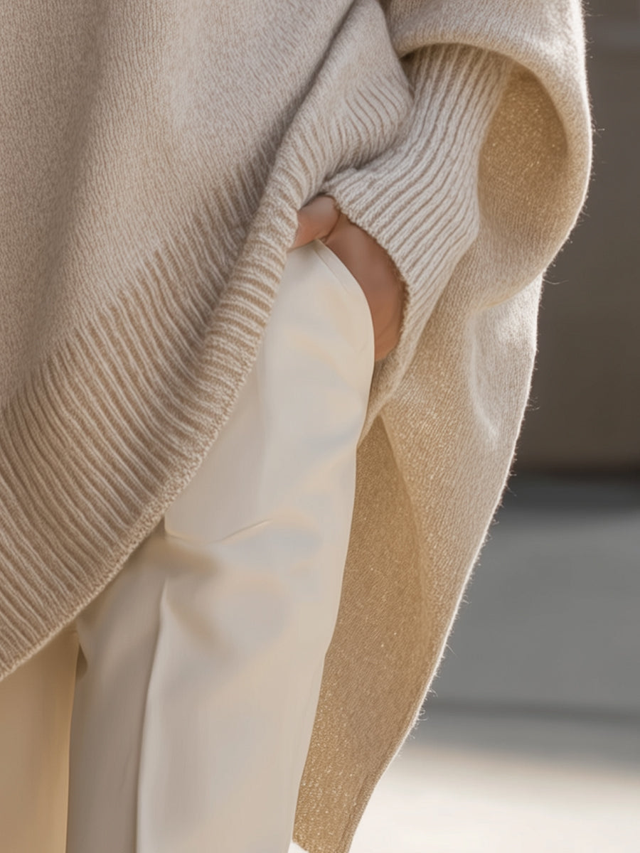 Women's Loose Oversized Wool Blend Knit Pullover