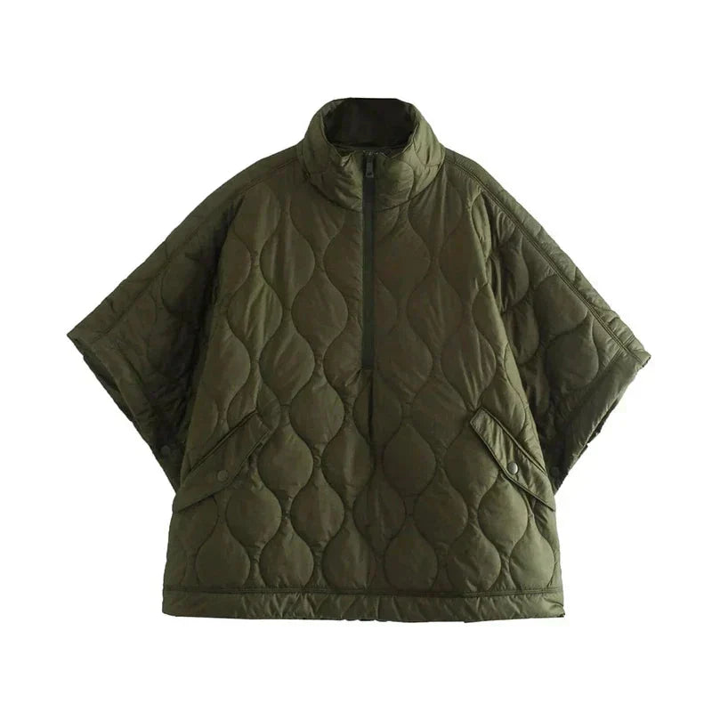 Women's Oversized Padded Quilted Cape Coat