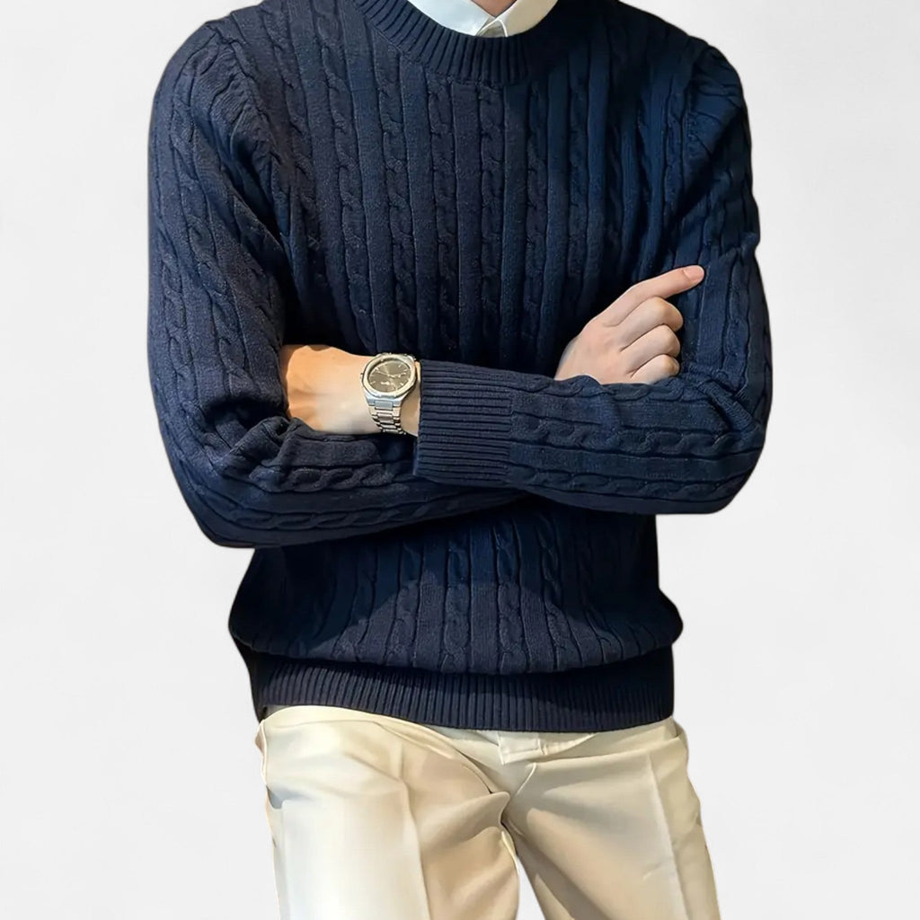 Men's Tailored Ribbed Texture Crewneck Knit Pullover