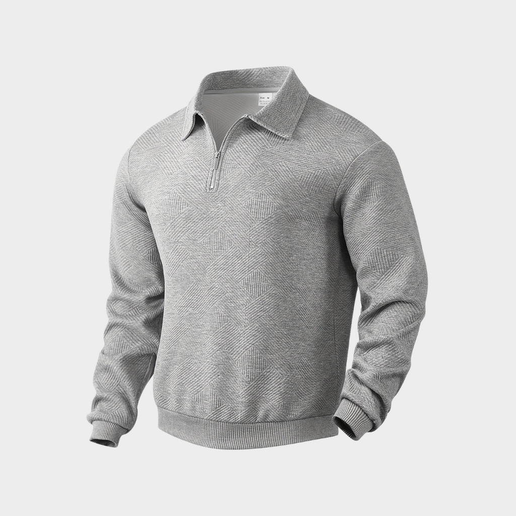 Men's Smart Casual Textured Half-Zip Pullover Top