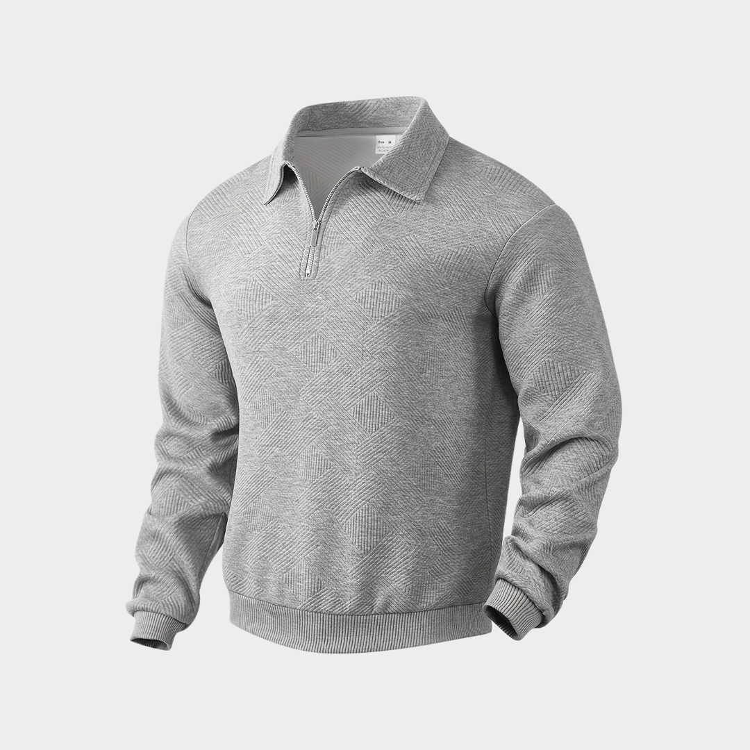 Men's Smart Casual Textured Half-Zip Pullover Top