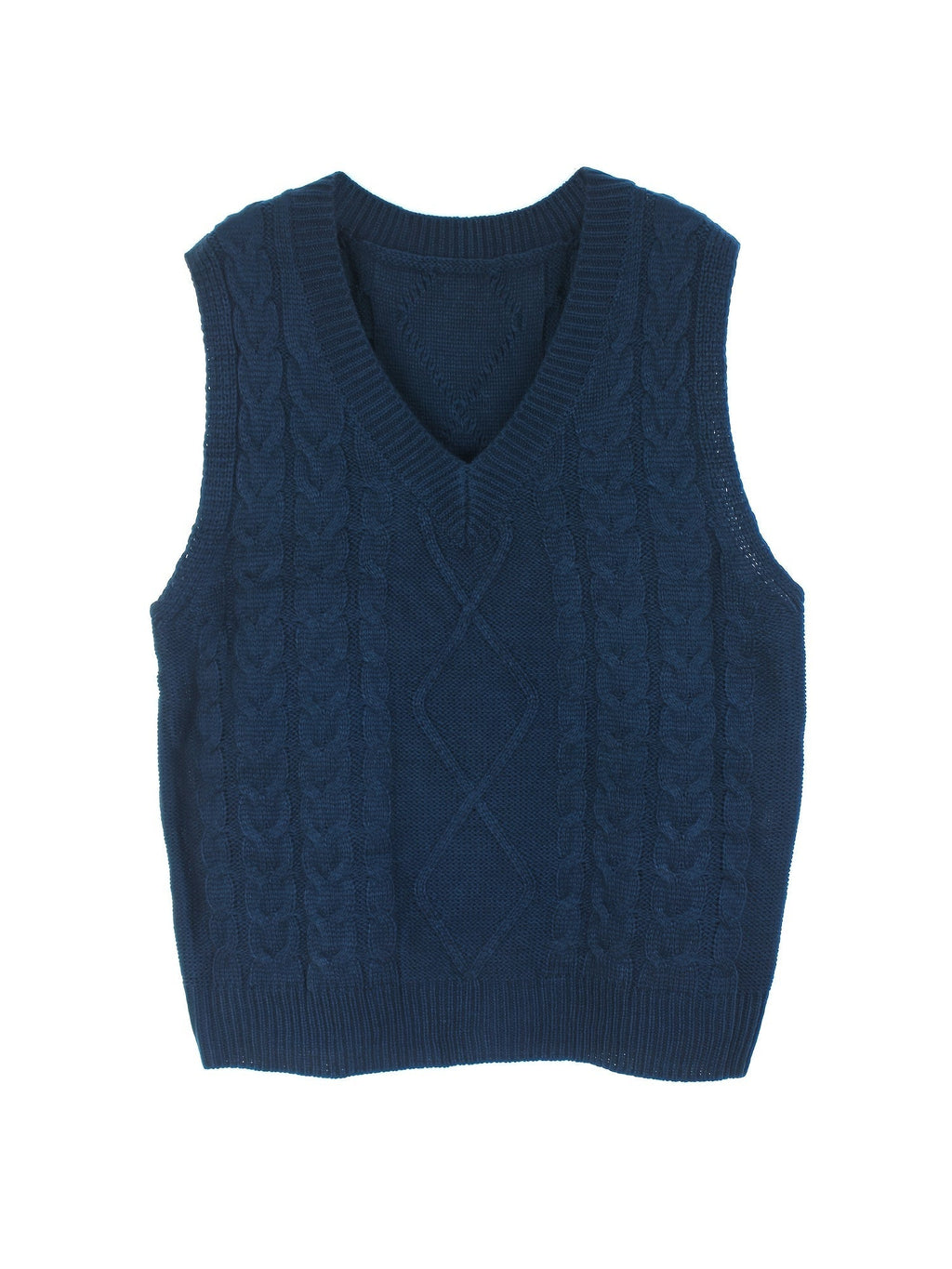 Women's V-Neck Cable Knit Sleeveless Sweater Vest