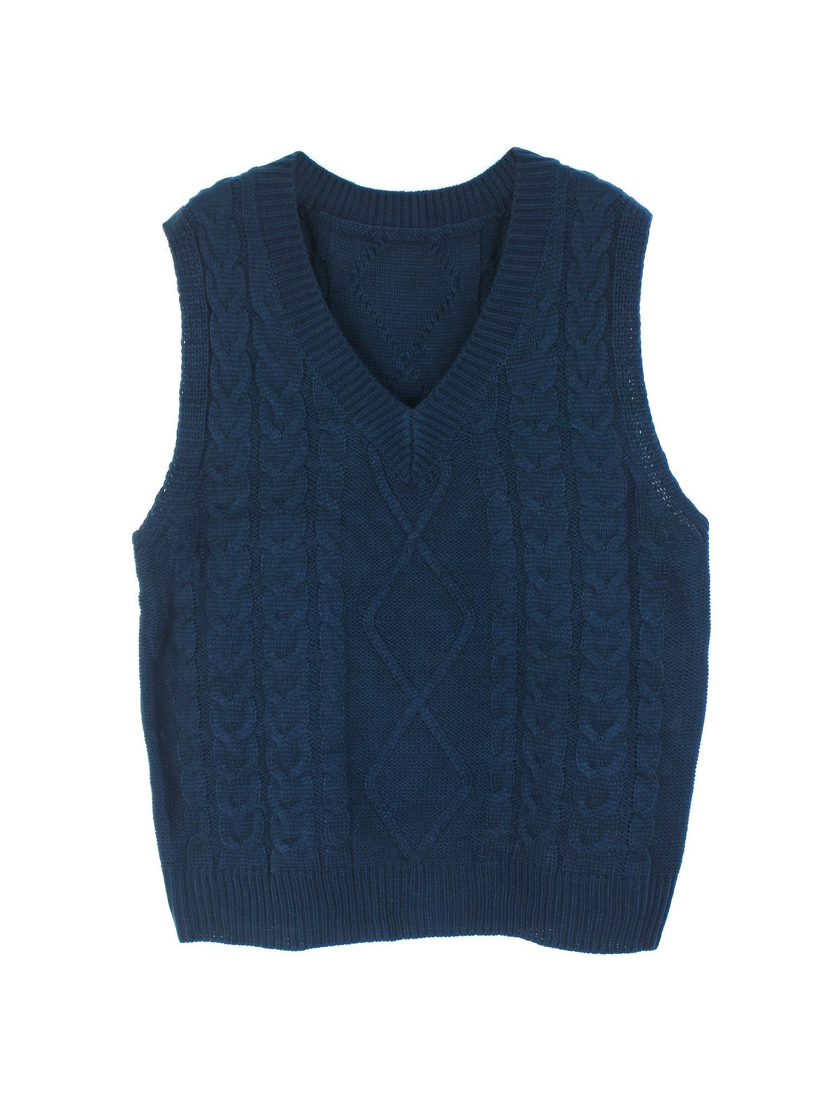 Women's V-Neck Cable Knit Sleeveless Sweater Vest