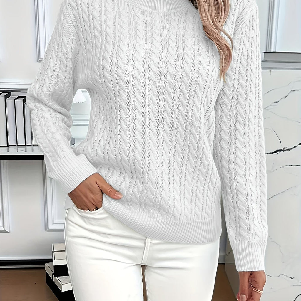 Women's Relaxed Cable Knit Pullover for Chilly Days