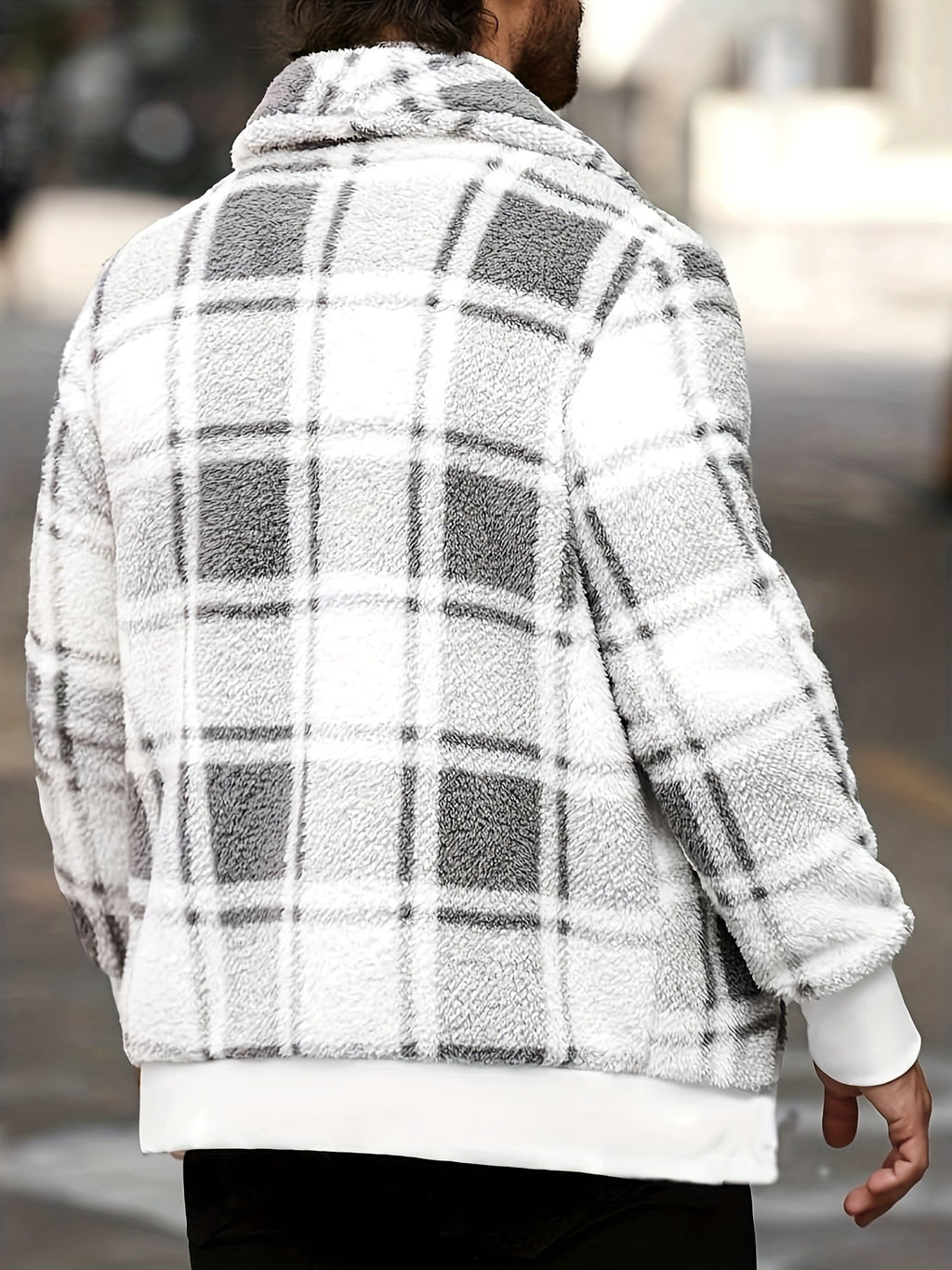 Men's Brushed Checked Coat with Soft Relaxed Fit