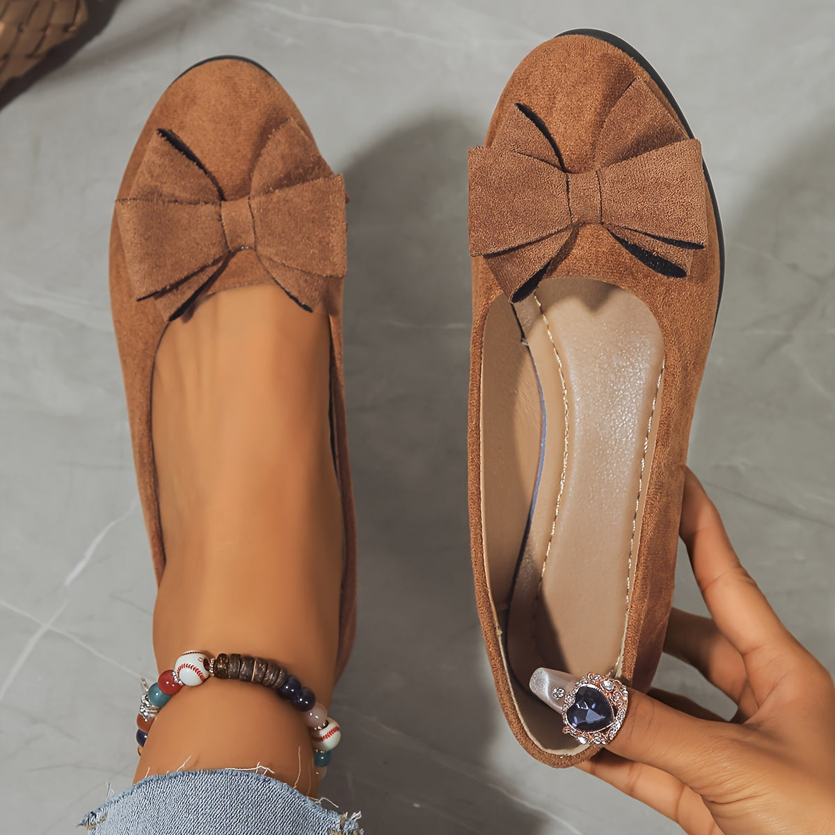 Women's Orthopedic Ballet Flats with Bow Detail