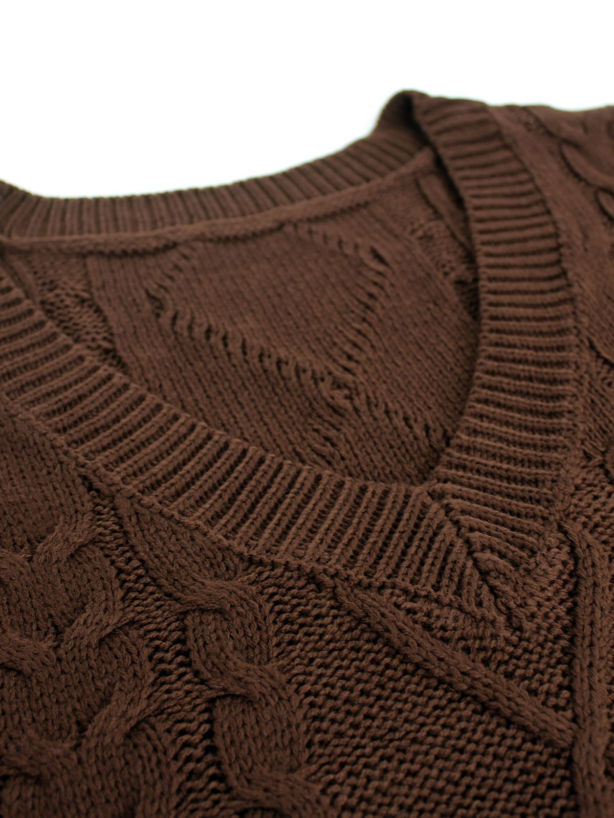 Women's V-Neck Cable Knit Sleeveless Sweater Vest