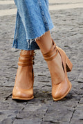 Women's Block Heel Booties with Three Buckle Straps