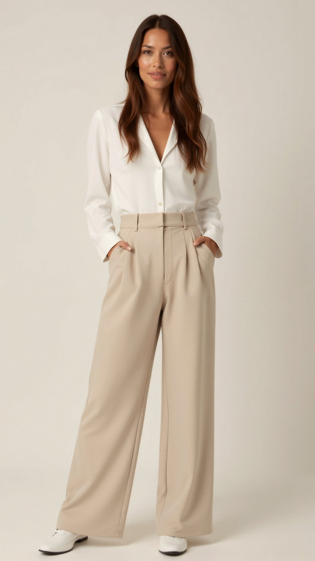 Women's High Waist Front-Pleated Flowing Wide-Leg Pants