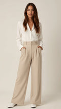 Women's High Waist Front-Pleated Flowing Wide-Leg Pants