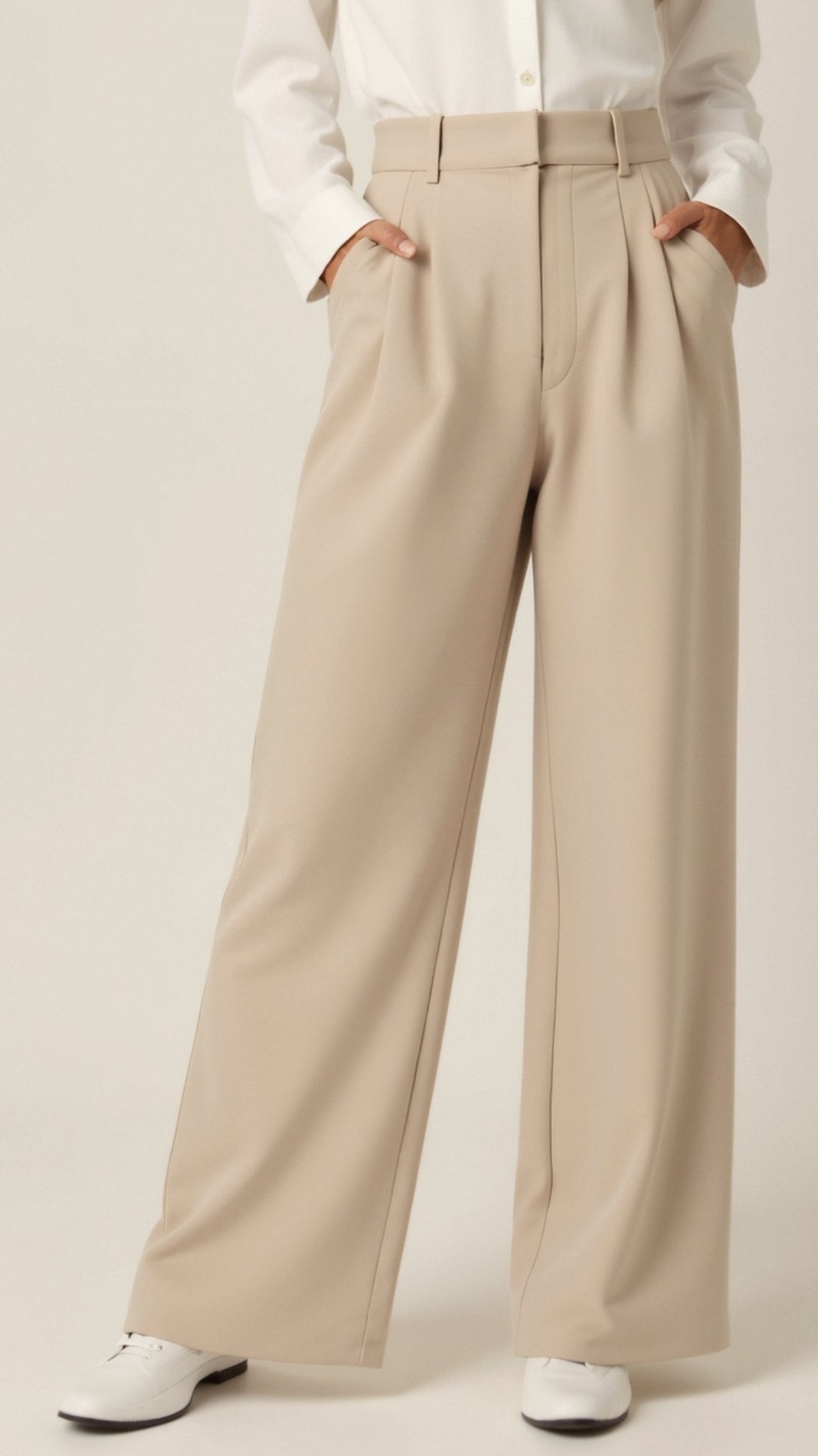 Women's High Waist Front-Pleated Flowing Wide-Leg Pants