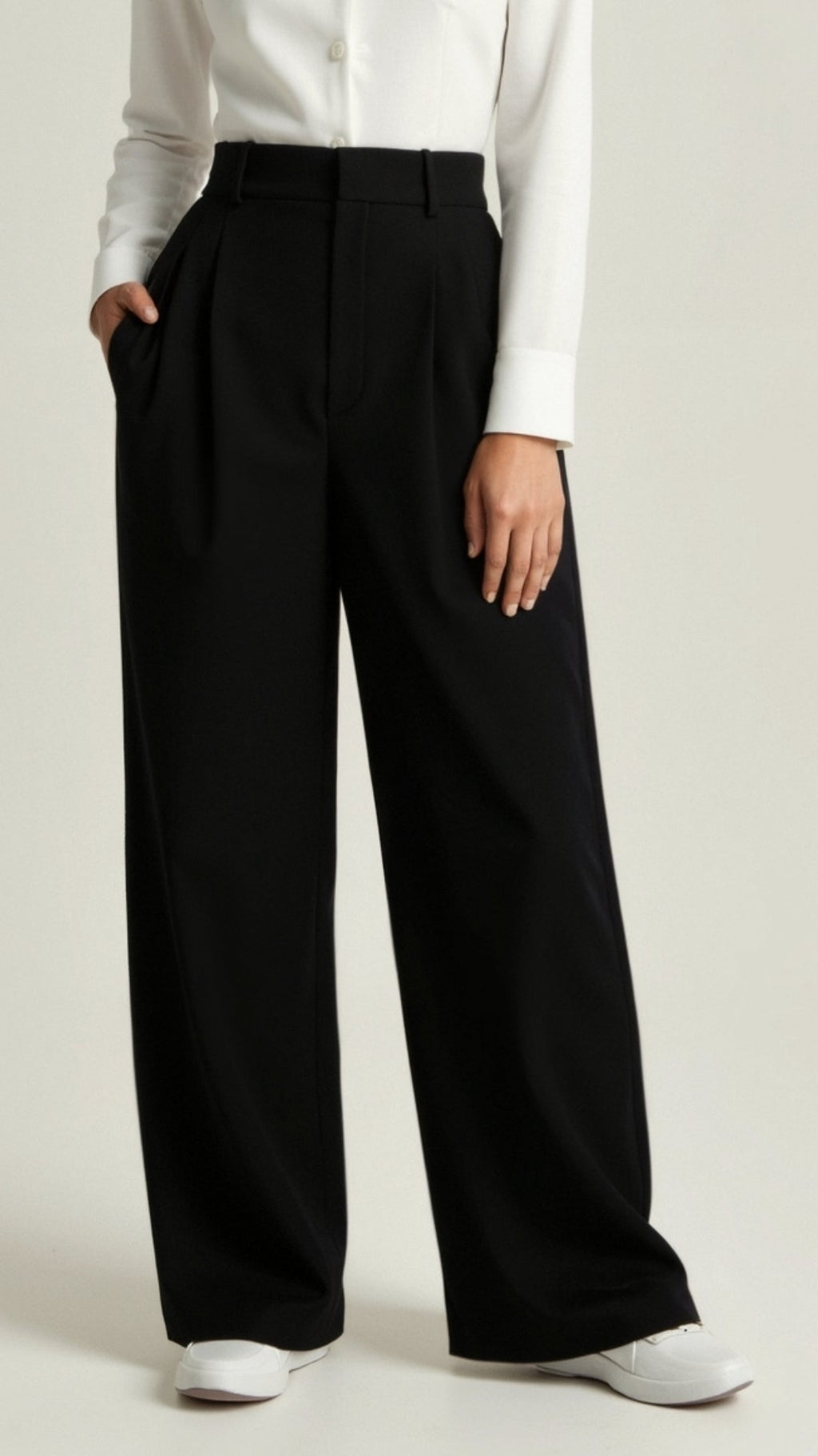 Women's High Waist Front-Pleated Flowing Wide-Leg Pants