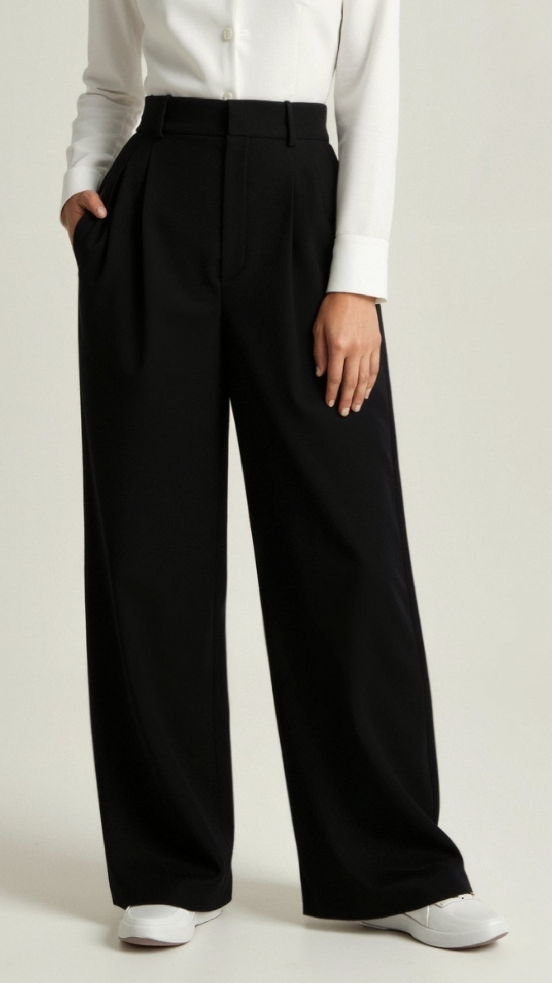 Women's High Waist Front-Pleated Flowing Wide-Leg Pants
