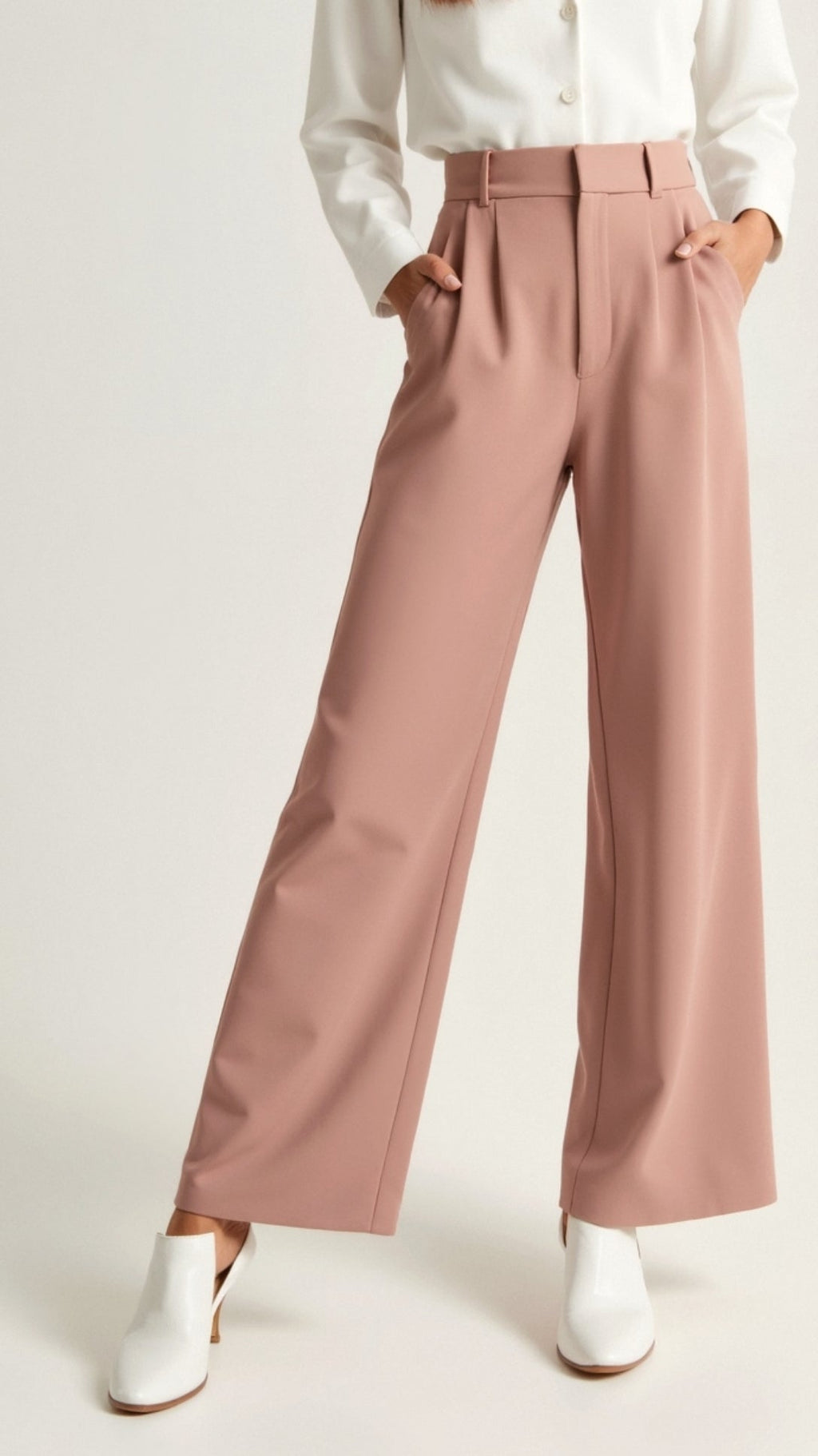 Women's High Waist Front-Pleated Flowing Wide-Leg Pants