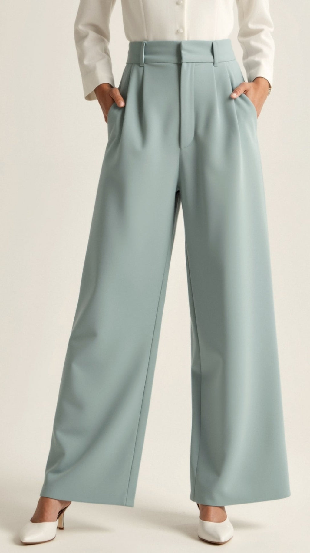 Women's High Waist Front-Pleated Flowing Wide-Leg Pants