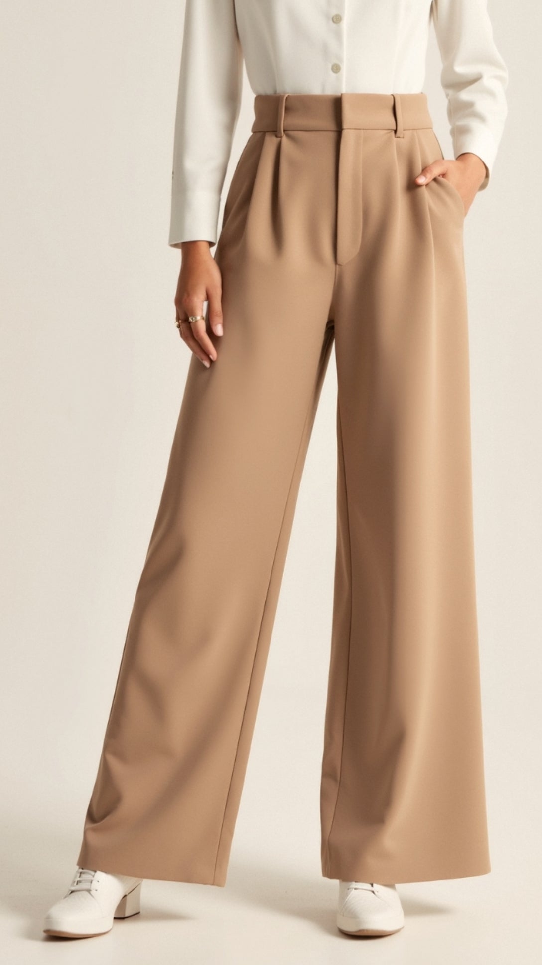 Women's High Waist Front-Pleated Flowing Wide-Leg Pants