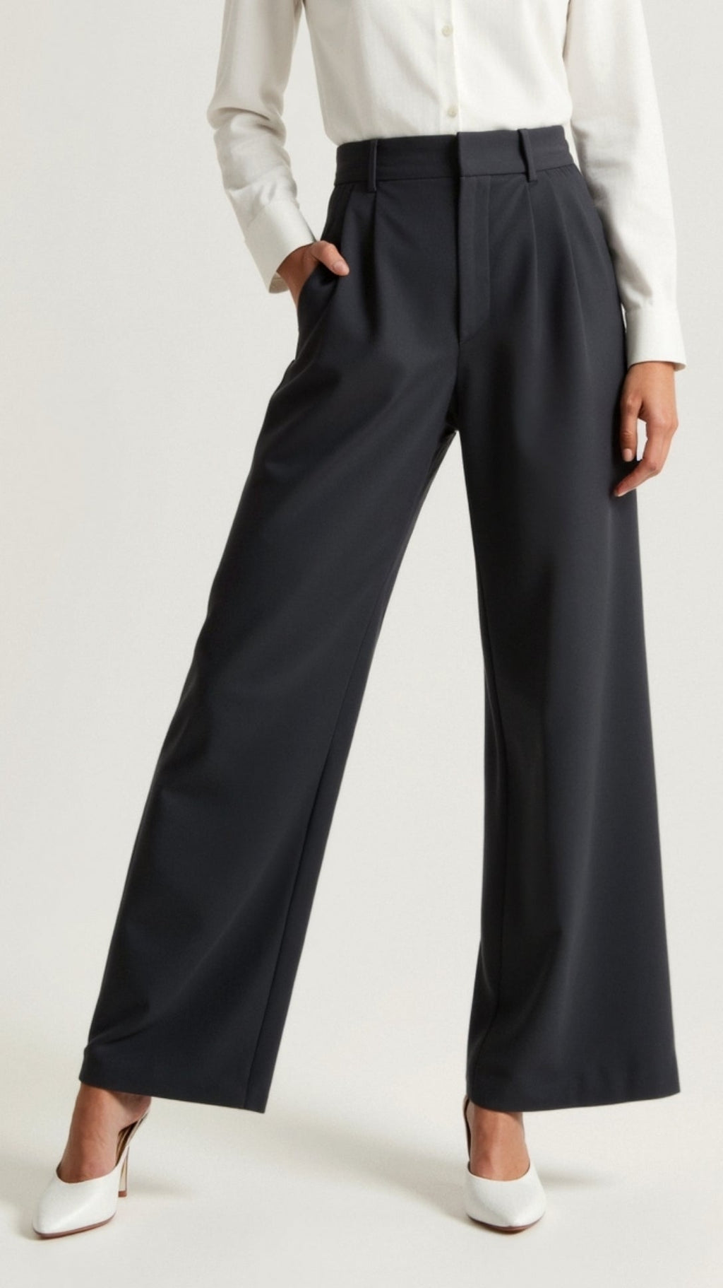 Women's High Waist Front-Pleated Flowing Wide-Leg Pants