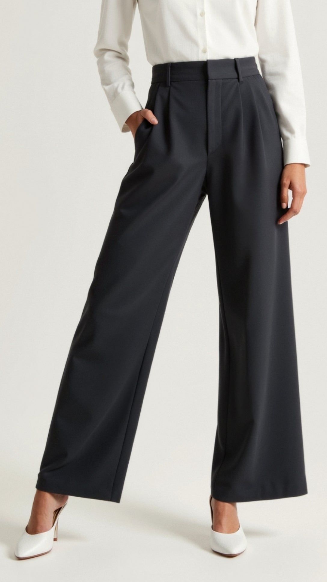 Women's High Waist Front-Pleated Flowing Wide-Leg Pants