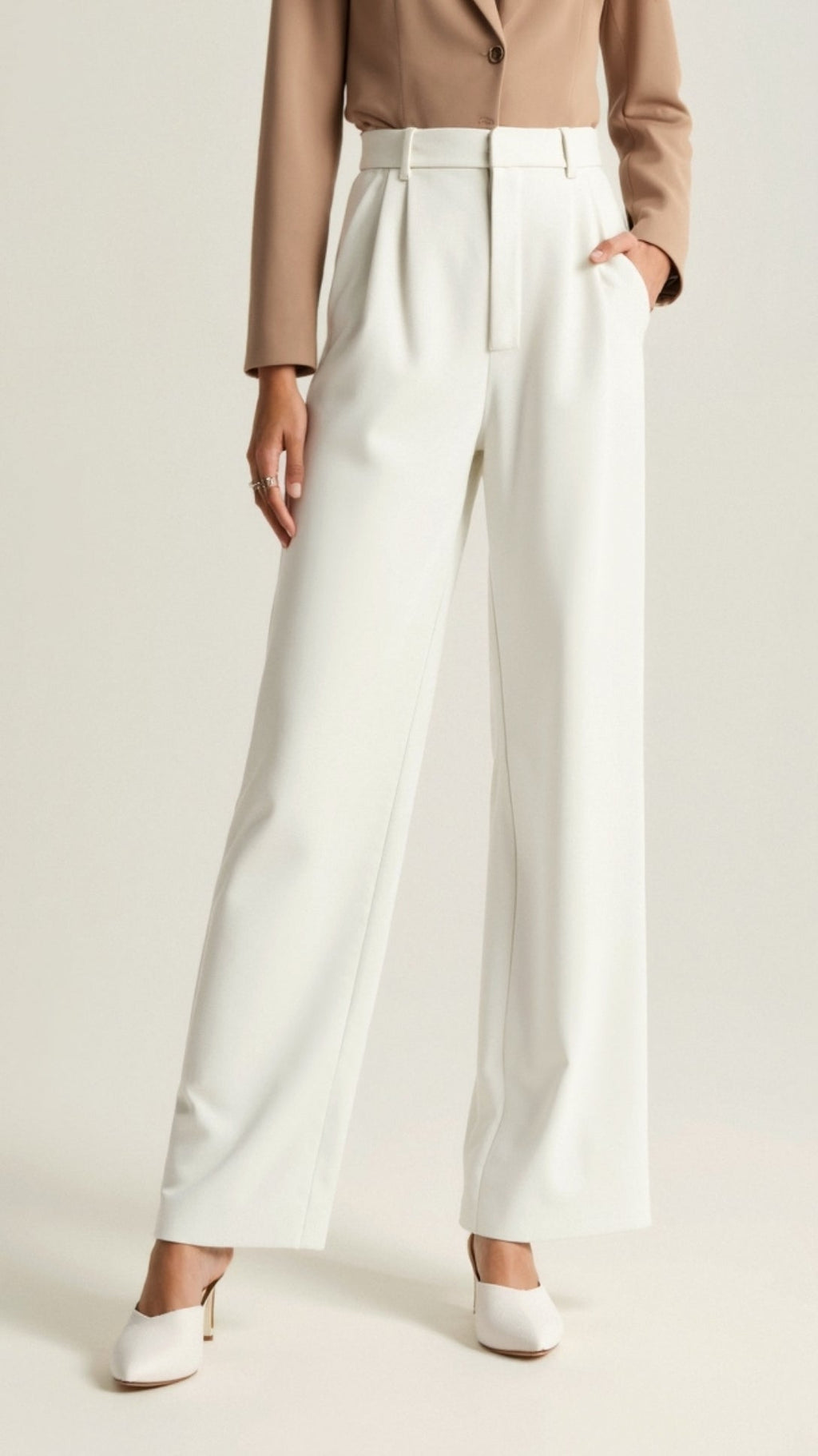 Women's High Waist Front-Pleated Flowing Wide-Leg Pants