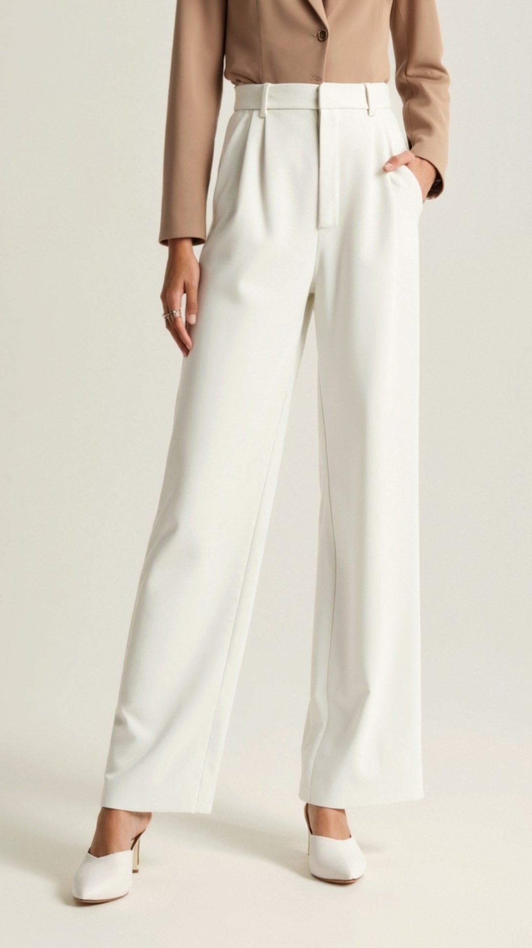 Women's High Waist Front-Pleated Flowing Wide-Leg Pants