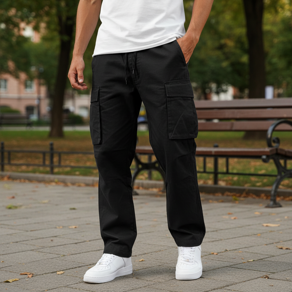 Men's Loose-Fit Utility Cotton Cargo Sweatpants