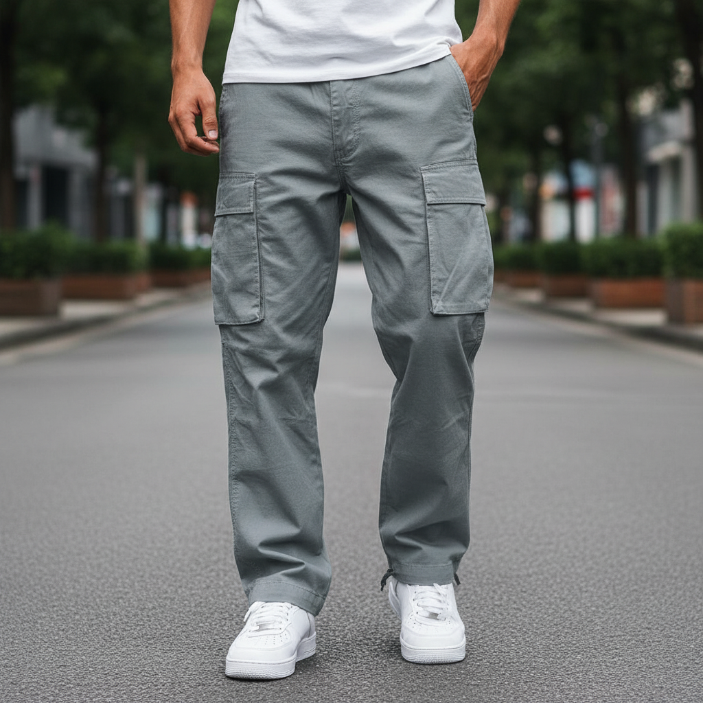 Men's Breathable Cotton Relaxed Cut Cargo Pants