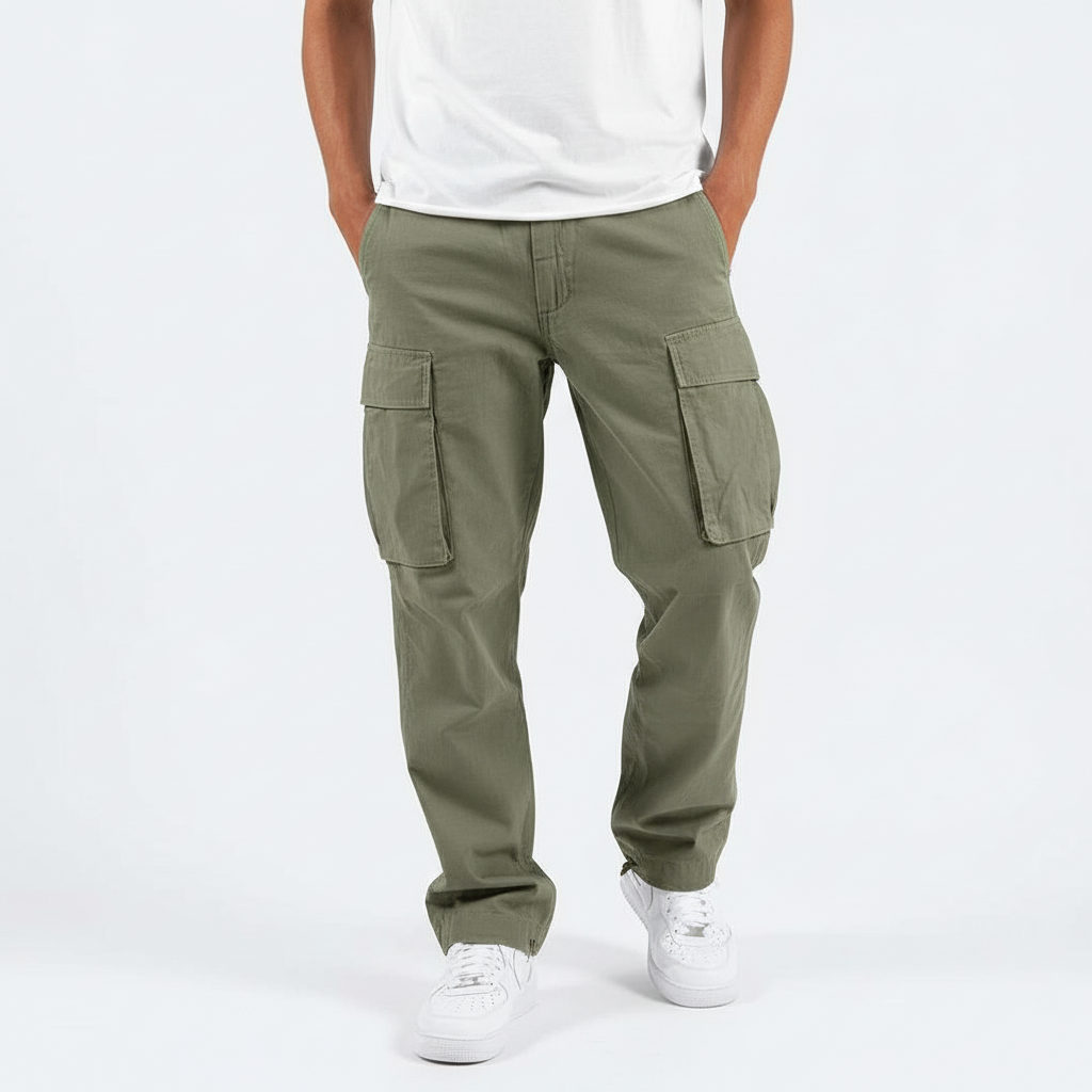 Men's Breathable Cotton Relaxed Cut Cargo Pants