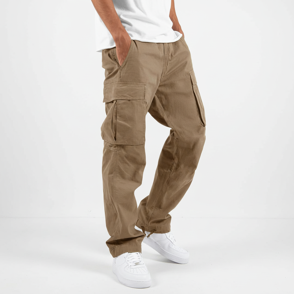 Men's Breathable Cotton Relaxed Cut Cargo Pants