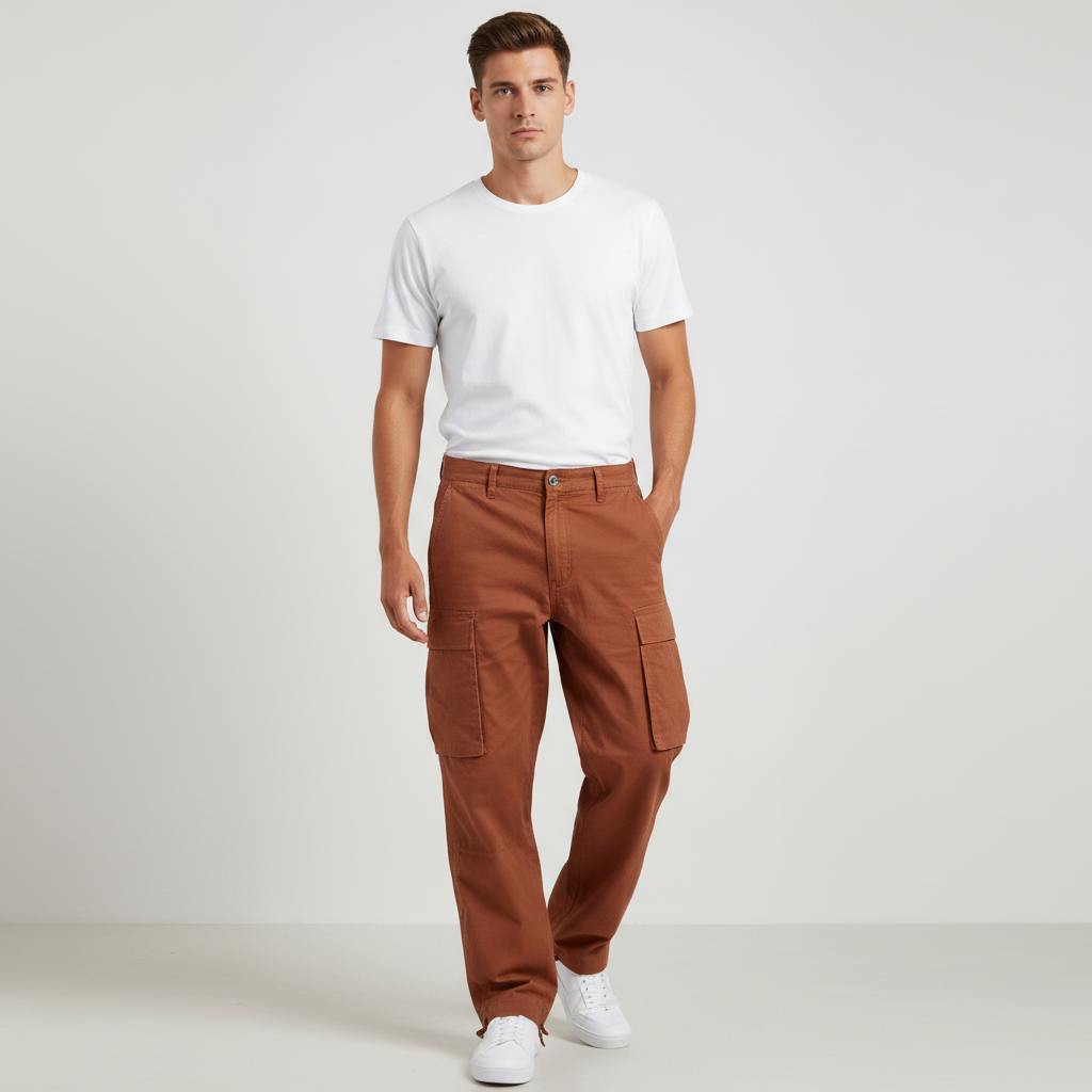 Men's Breathable Cotton Relaxed Cut Cargo Pants