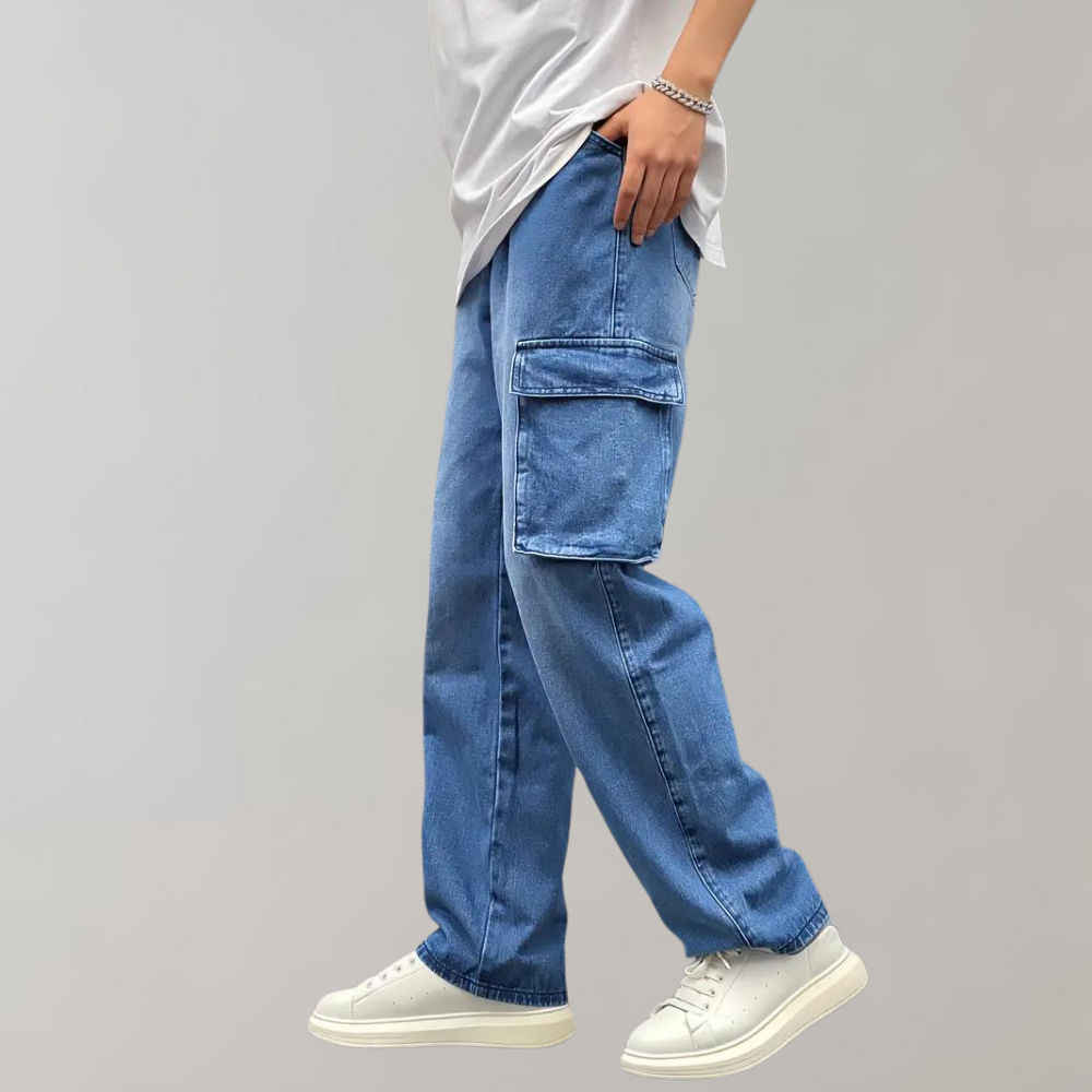 Men's Loose Oversized Cargo Pocket Denim Jeans