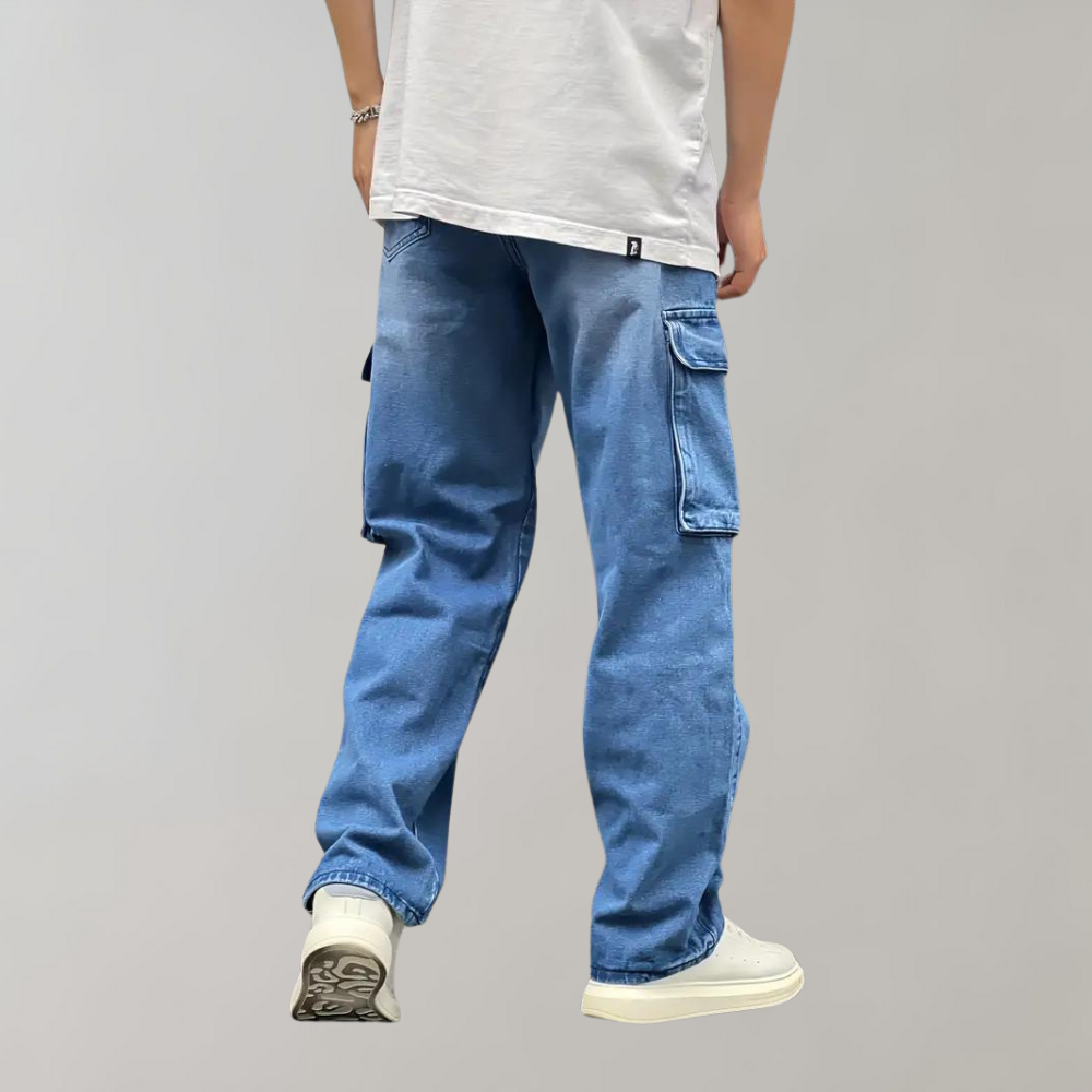 Men's Loose Oversized Cargo Pocket Denim Jeans
