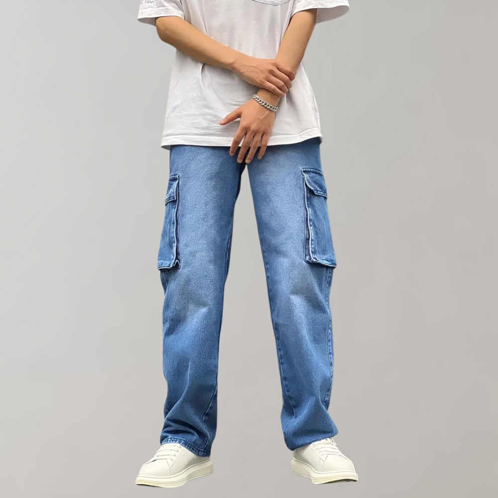 Men's Loose Oversized Cargo Pocket Denim Jeans