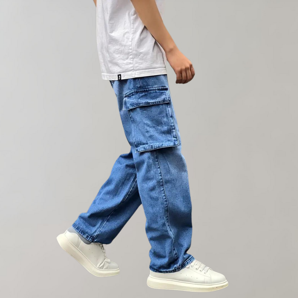 Men's Loose Oversized Cargo Pocket Denim Jeans