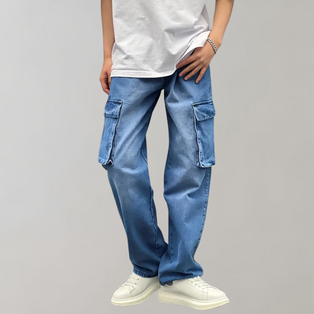 Men's Loose Oversized Cargo Pocket Denim Jeans