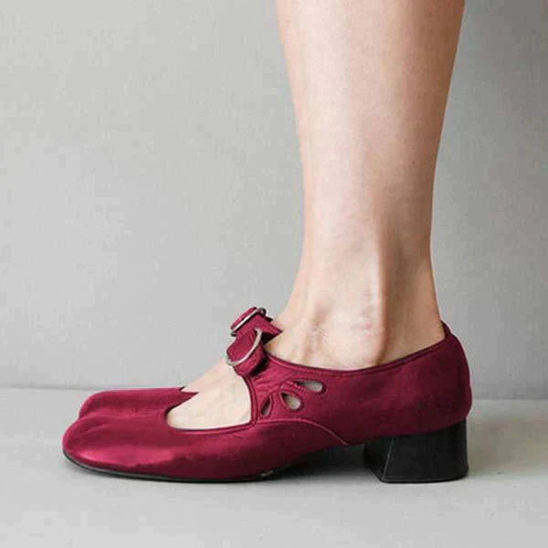 Women's Single Buckle Strap Leather Mary Jane Shoes