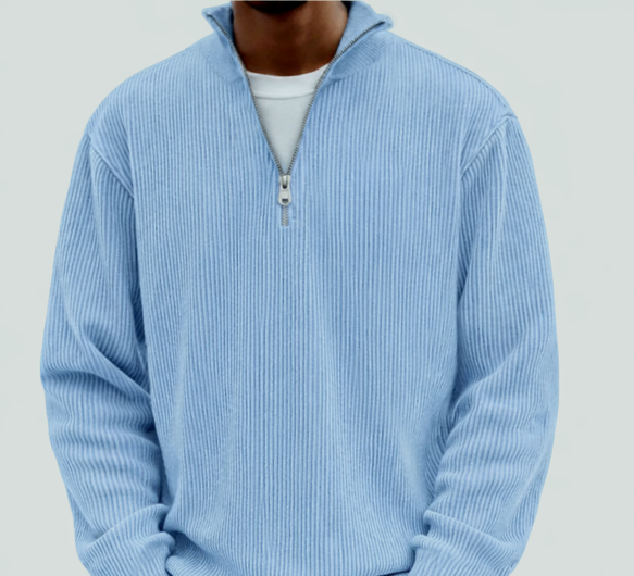 Men's Half-Zip High Neck Textured Knit Pullover