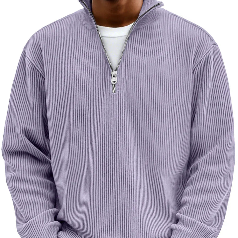 Men's Half-Zip High Neck Textured Knit Pullover