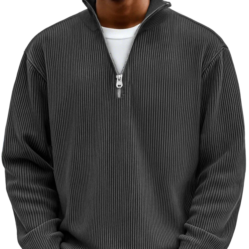 Men's Half-Zip High Neck Textured Knit Pullover