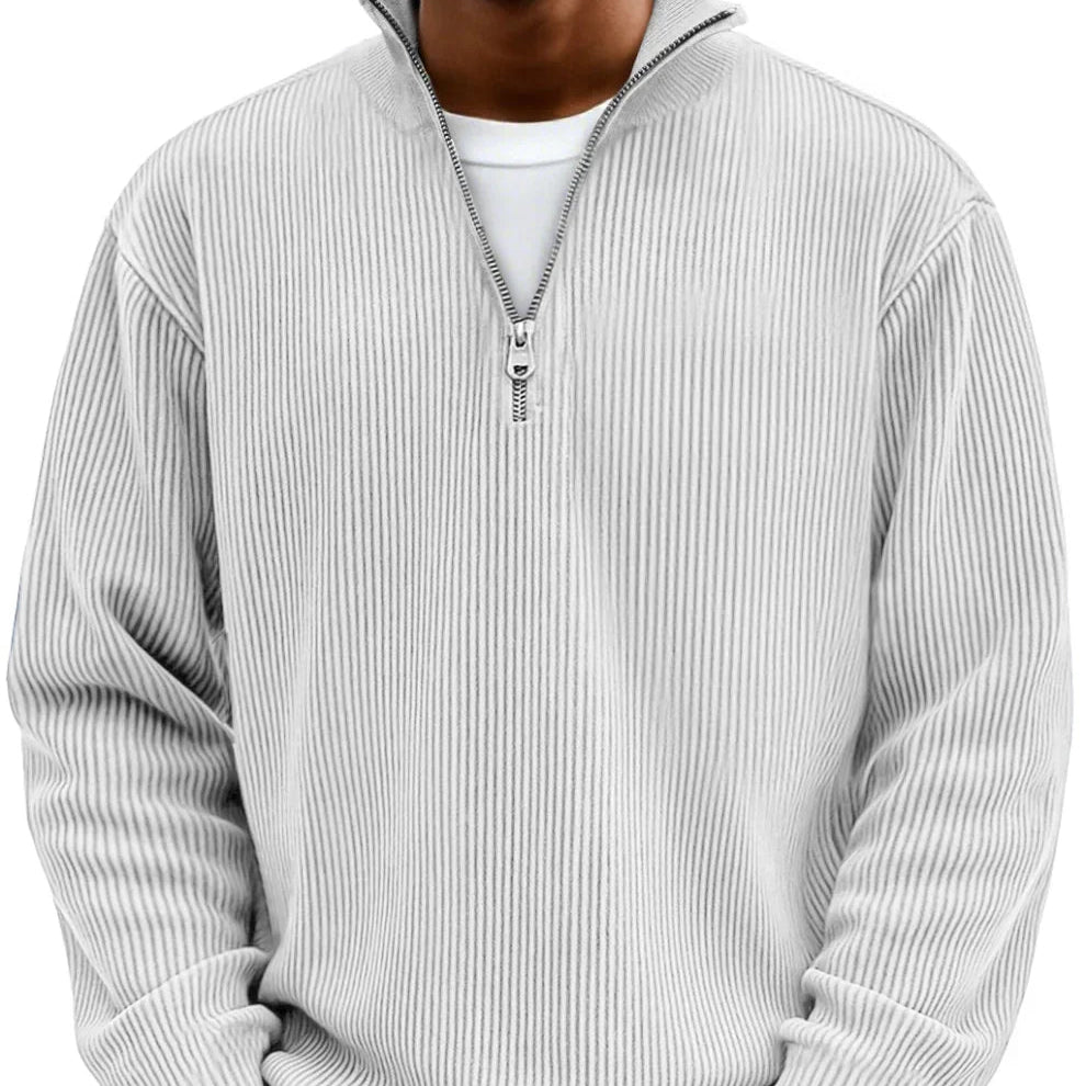 Men's Half-Zip High Neck Textured Knit Pullover