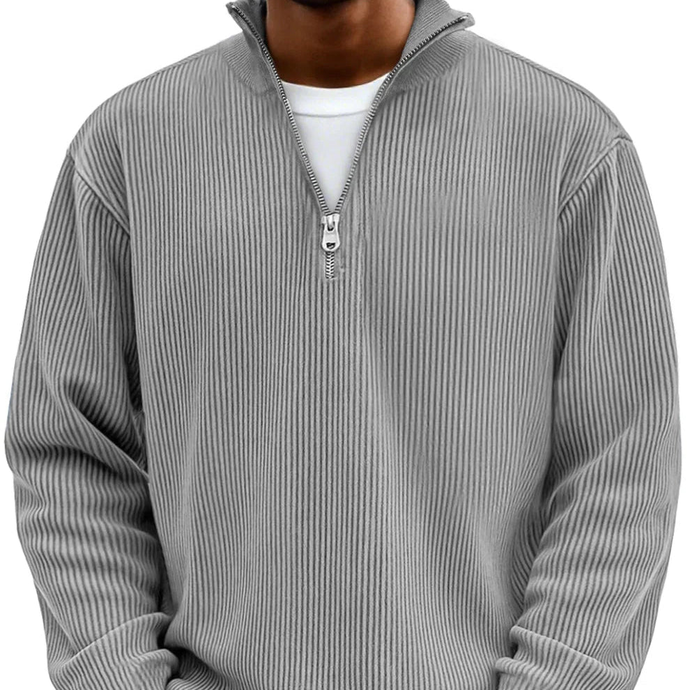 Men's Half-Zip High Neck Textured Knit Pullover